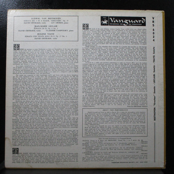 A Sonata Recital By David Oistrakh LP Mint- Mono 1st Vanguard VRS-6024 USA 1955 - Shuga Records
