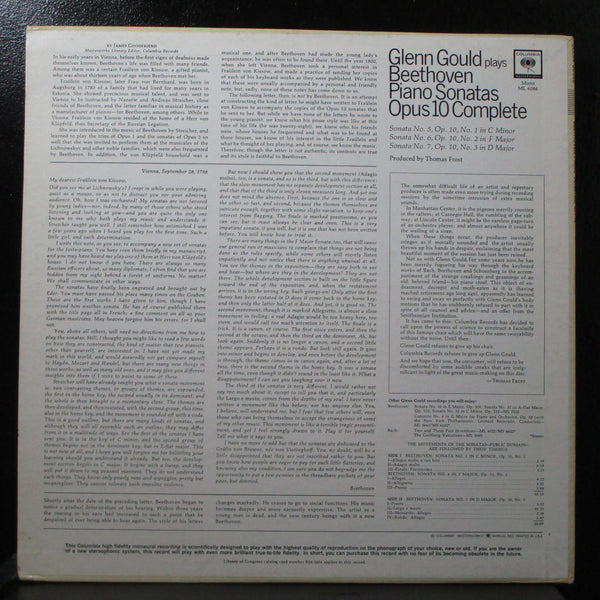 Gould - Beethoven: Piano Sonatas Op. 10 Complete LP VG+ Mono ML 6086 USA - Shuga Records