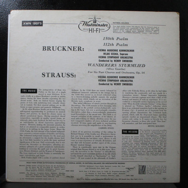 Swoboda - Bruckner: 150th, 112th Psalm LP Mint- Westminster XWN 18075 USA 1956 - Shuga Records