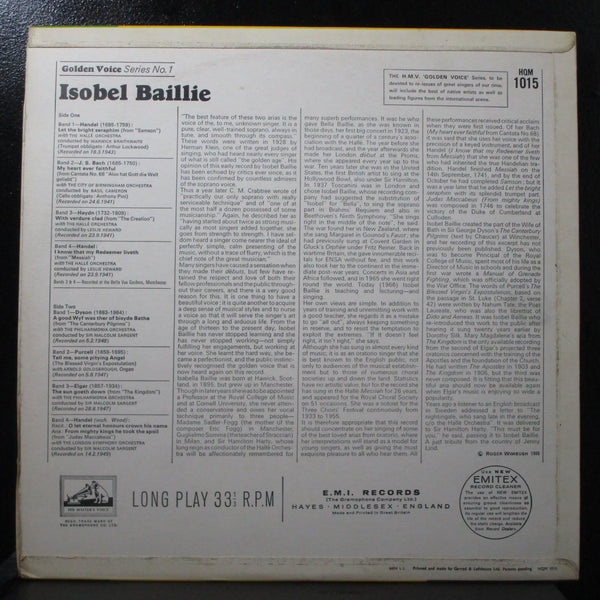 Isobel Baillie - Golden Voice Series 1 LP Mint- His Master's Voice HQM 1015 UK - Shuga Records