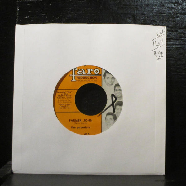 The Premiers  Farmer John / Duffy's Blues 7" Vinyl 45 Faro 615 Garage Rock 1964 - Shuga Records