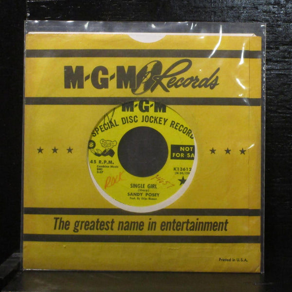 Sandy Posey  Single Girl VG+ Promo 7" Vinyl 45 MGM K13612 Country Rock 1966 - Shuga Records
