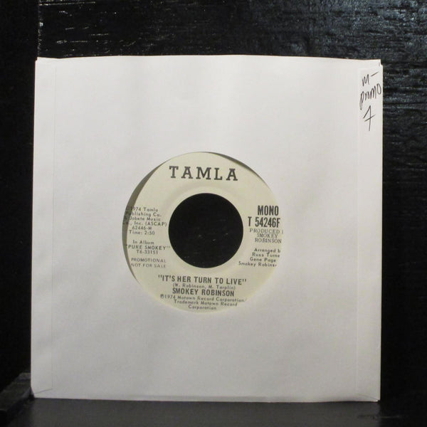 Smokey RobinsonIt's Her Turn To Live Mint- Promo 7" Vinyl 45 Tamla T 54246F - Shuga Records