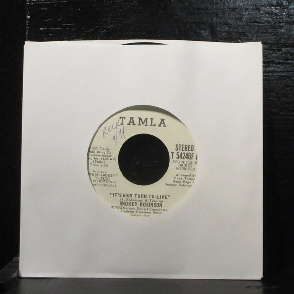 Smokey RobinsonIt's Her Turn To Live Mint- Promo 7" Vinyl 45 Tamla T 54246F - Shuga Records