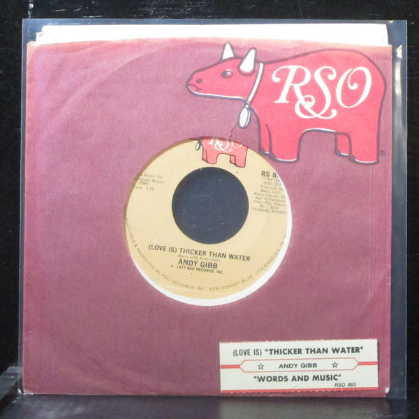Andy Gibb - (Love Is) Thicker Than Water / Words And Music 7" VG+ RSO RS 883 USA - Shuga Records
