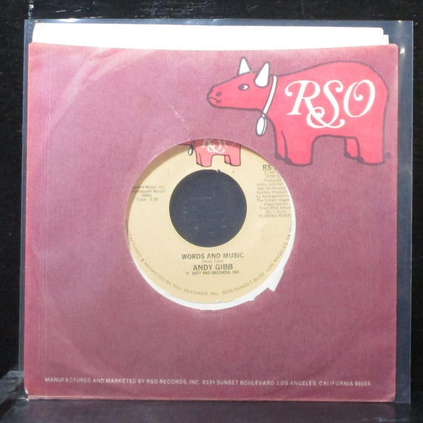 Andy Gibb - (Love Is) Thicker Than Water / Words And Music 7" VG+ RSO RS 883 USA - Shuga Records
