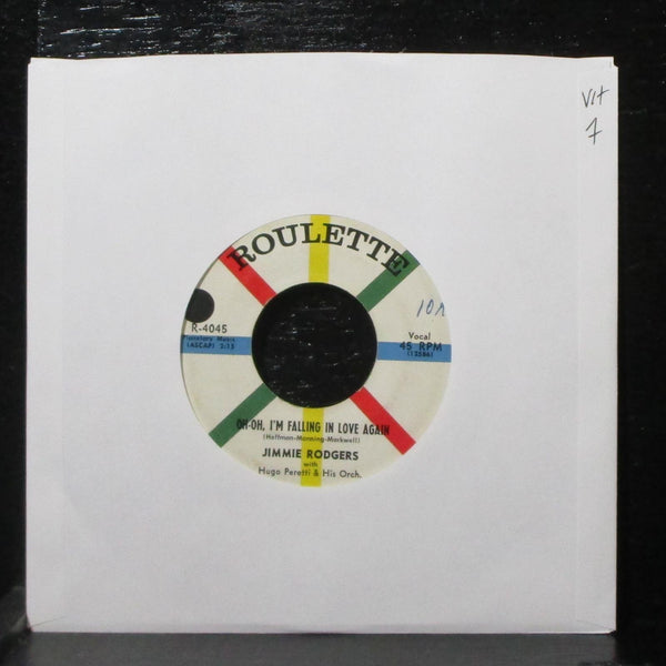 Jimmie Rodgers - Oh-Oh, I'm Falling In Love Again 7" VG+ Roulette R-4045 USA - Shuga Records