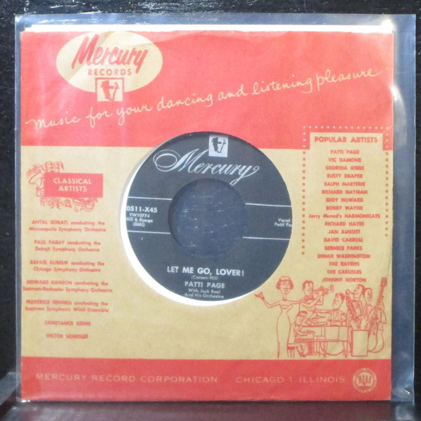 Patti Page - Let Me Go, Lover! / Hocus-Pocus 7" VG+ Mercury 70511-X45 USA 1954 - Shuga Records