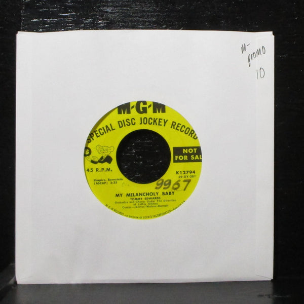 Tommy Edwards - My Melancholy Baby 7" Mint- Promo MGM K12794 USA 1959 - Shuga Records