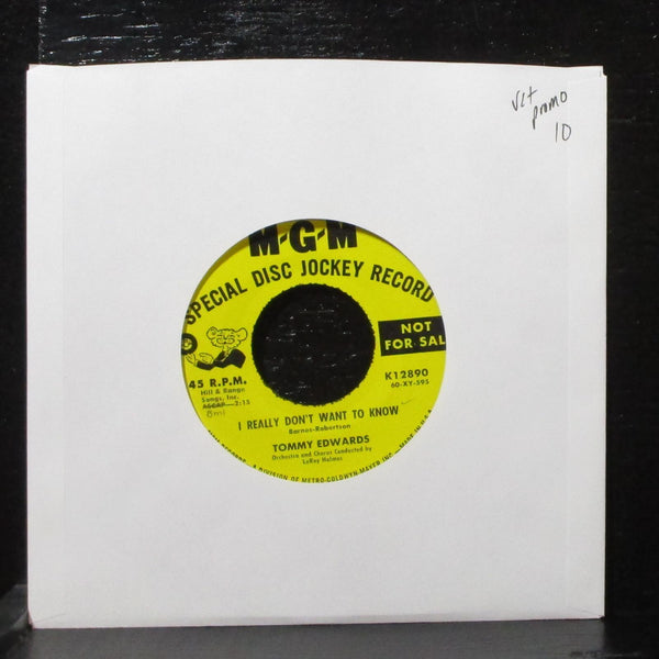 Tommy Edwards - I Really Don't Want To Know / Unloved 7" VG+ Promo MGM K12890 - Shuga Records