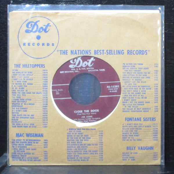 Jim Lowe - Close The Door / Nuevo Laredo 7" VG+ Dot Records 45-15381 USA 1955 - Shuga Records