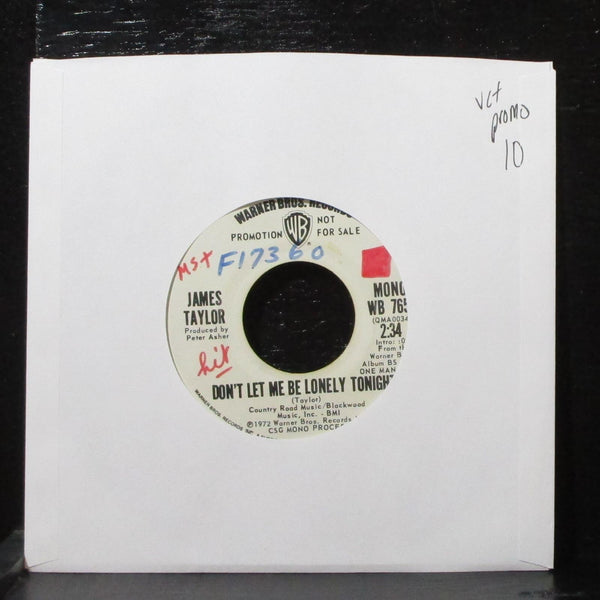 James Taylor - Don't Let Me Be Lonely Tonight 7" VG+ Promo WB 7655 USA 1972 - Shuga Records