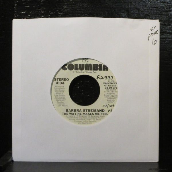 Barbra StreisandThe Way He Makes Me Feel VG+ Promo 7" Vinyl 45 CBS 38-04177 - Shuga Records