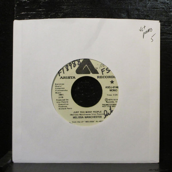 Melissa Manchester  Just Too Many People VG+ Promo 7" Vinyl 45 Arista AS-0146 - Shuga Records