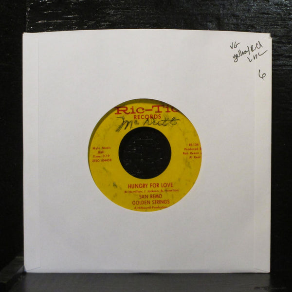 San Remo Golden Strings  Hungry For Love / All Turned On 7" Vinyl 45 RT-104 - Shuga Records