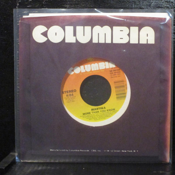 Martika - More Than You Know / Alibis 7" Mint- Columbia 38-08103 USA 1988 - Shuga Records