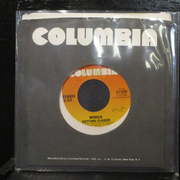 Wings - Getting Closer / Spin It On 7" Mint- Columbia 3-11020 USA 1979 - Shuga Records