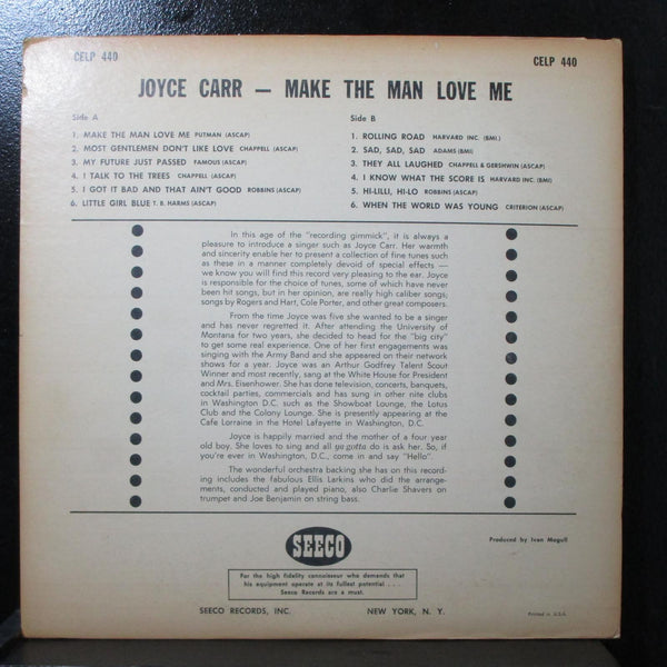 Joyce Carr - Make The Man Love Me LP VG+ Seeco CELP 440 USA 1959 - Shuga Records