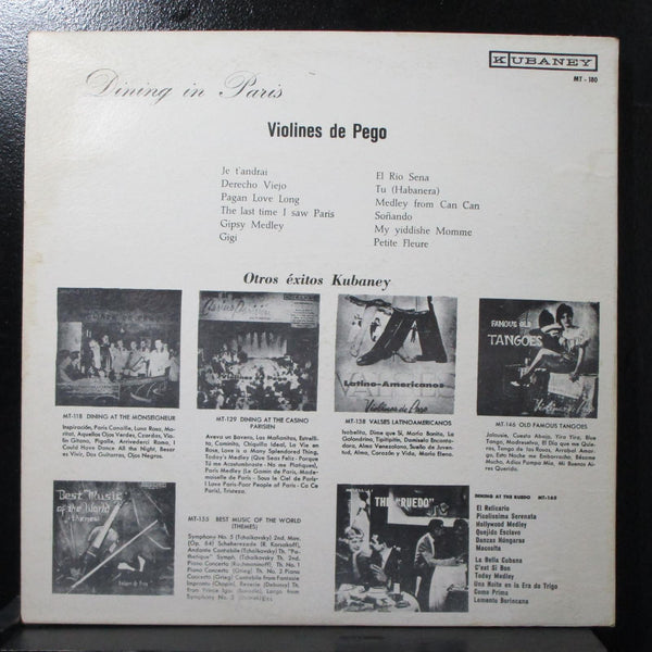 Orquesta Violines De Pego - Dining In Paris LP VG+ Mono Kubaney MT-180 USA - Shuga Records