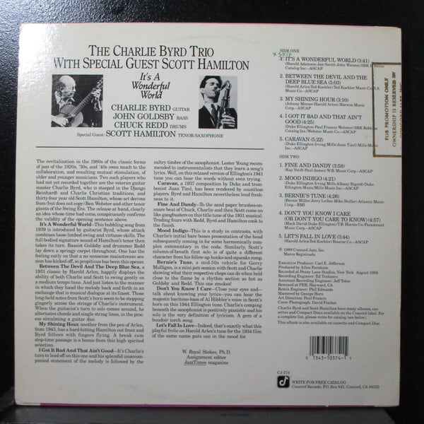 Charlie Byrd Trio - It's A Wonderful World LP Mint- Promo Concord CJ-374 USA - Shuga Records