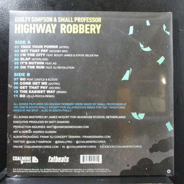 Guilty Simpson & Small Professor - Highway Robbery LP sealed Coalmine CM-052 - Shuga Records