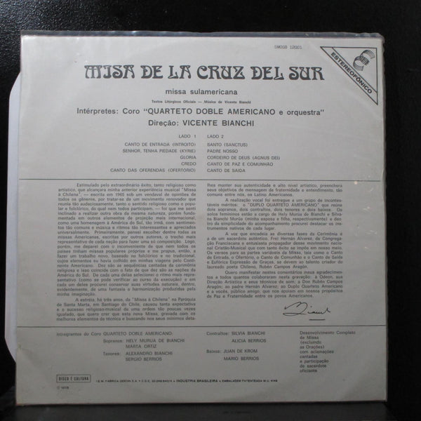 Vicente Bianchi - Misa De La Cruz Del Sur - VG+ LP Record 1972 Odeon Brazil Vinyl - Afro-Cuban Orchestral / Latin - Shuga Records