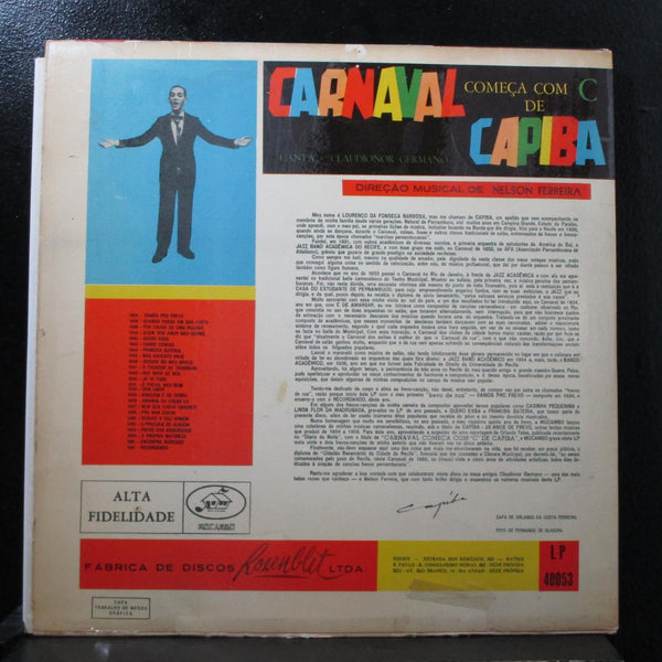 Claudionor Germano - Carnaval Comena Con C De Capiba - VG+ LP Record 1960 Mocambo Brazil Vinyl - Brazilian Folk - Shuga Records