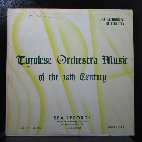 Tyrolese Orchestra - Music of the 18th Century LP VG+ Mono SPA-52 USA - Shuga Records
