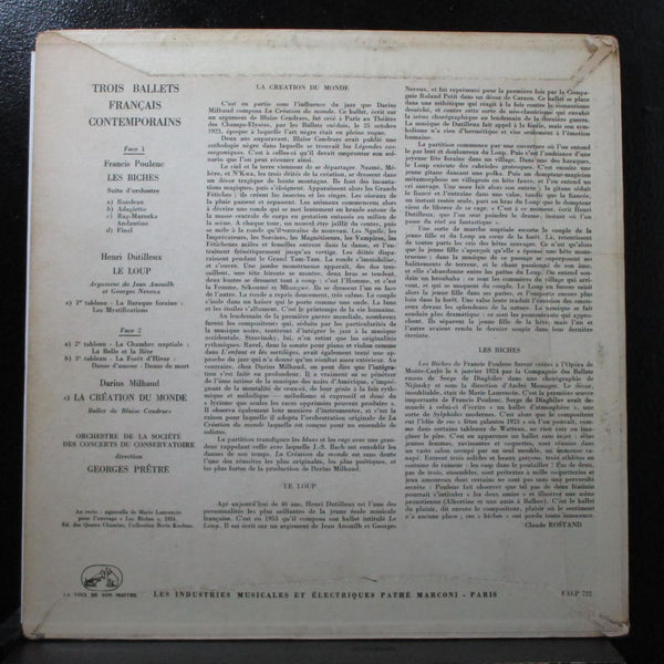 Prtre - Trois Ballets Franais Contemporains LP VG Mono FALP 722 France 1962 - Shuga Records