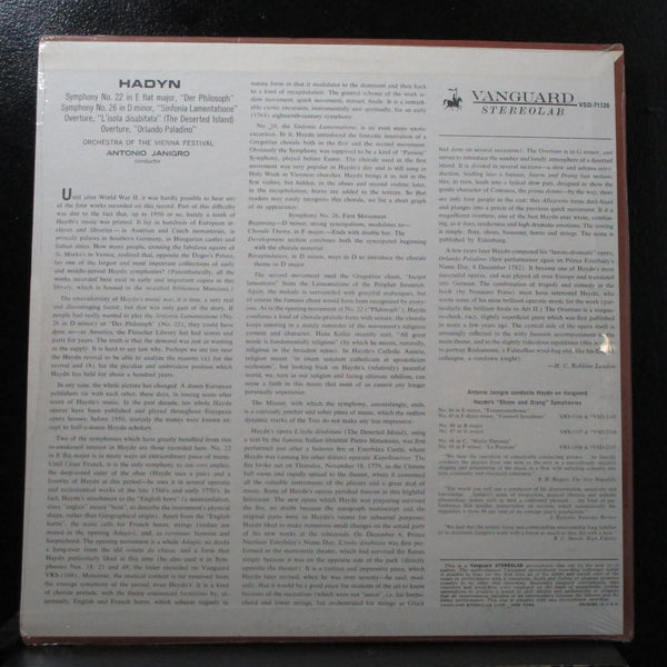 Janigro - Haydn: Symphony No. 22 / No. 26 LP sealed Vanguard VSD-71126 USA - Shuga Records