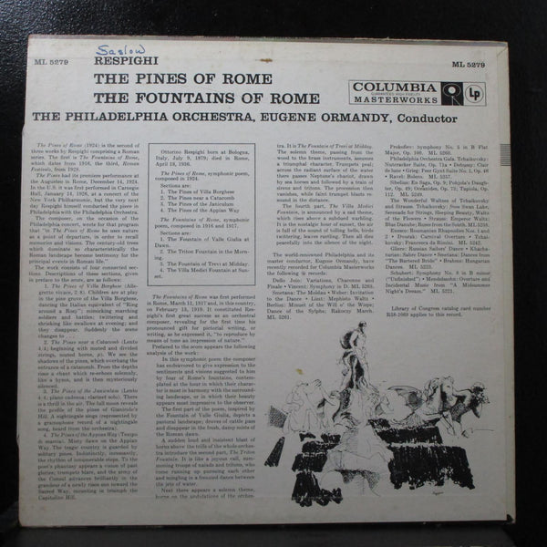 Ormandy - Respighi: The Fountains Of Rome LP sealed Mono 1st Columbia ML 5279 - Shuga Records