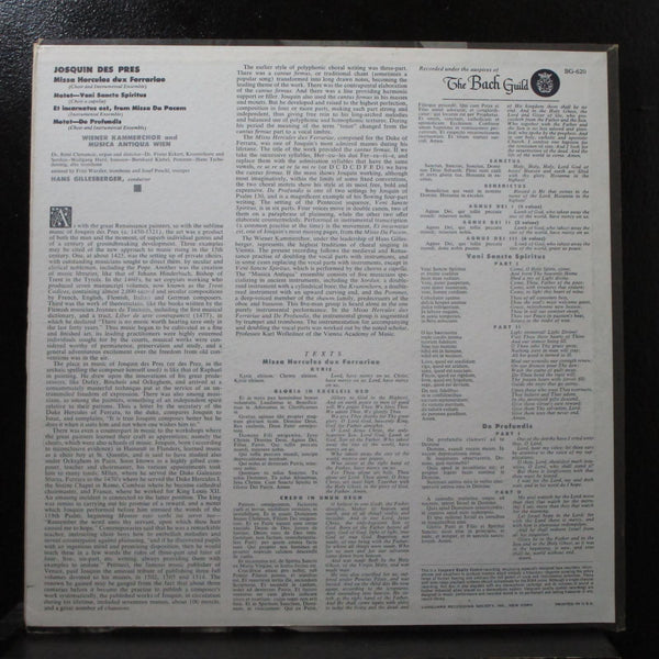 Gillesberger - Prs: Missa Hercules Dux Ferrariae LP VG+ Mono Bach Guild BG 620 - Shuga Records