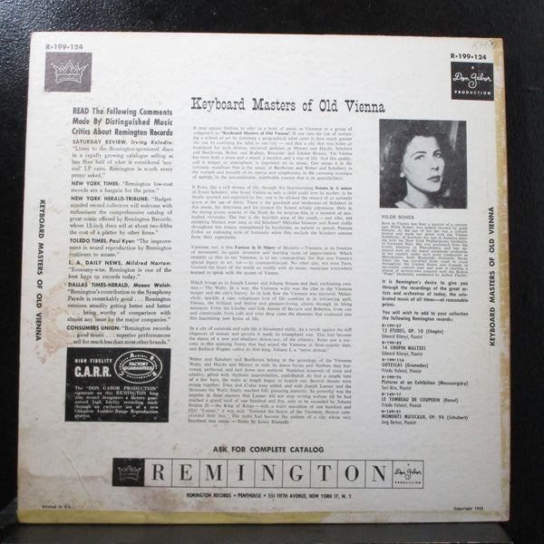 Hilde Somer - Keyboard Masters Of Old Vienna LP VG+ Mono Remington R-199-124 - Shuga Records