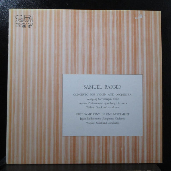 Stavonhagen - Barber: Concerto for Violin & Orchestra LP VG+ CRI 137 USA - Shuga Records