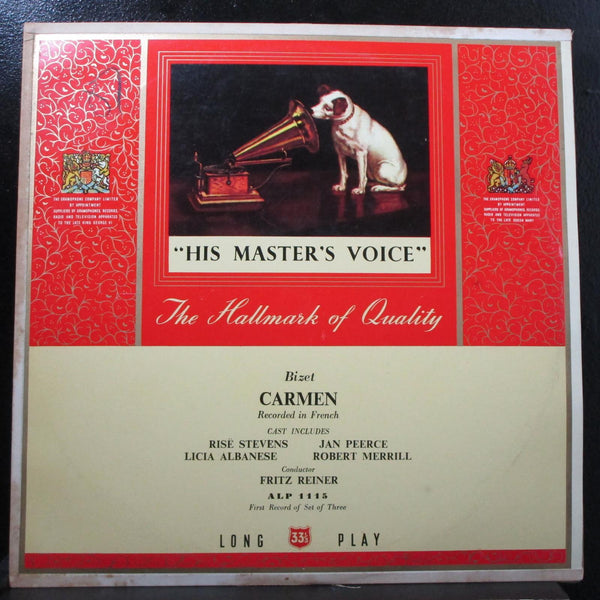 Reiner - Bizet: Carmen (French) 3 LP VG+ Mono His Master's Voice ALP 1115 UK - Shuga Records
