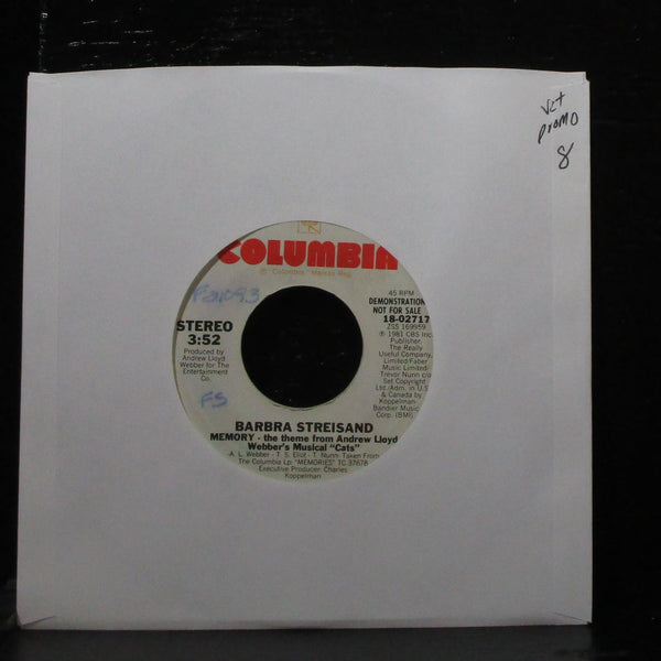 Barbra Streisand - Memory 7" VG+ Promo Columbia 18-02717 USA 1981 - Shuga Records