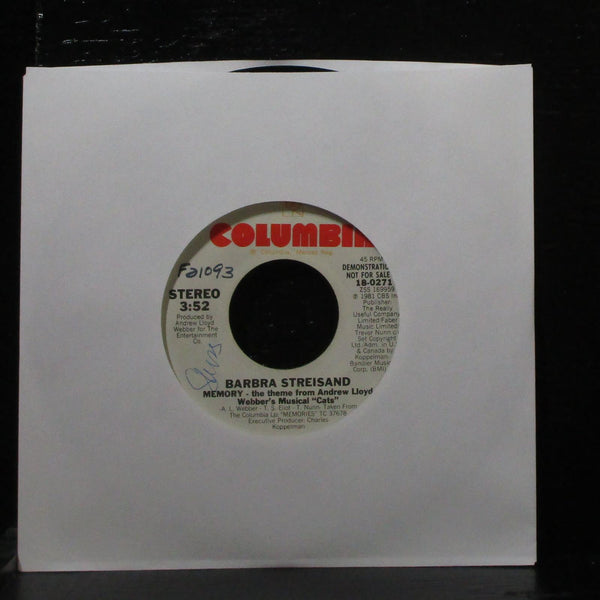 Barbra Streisand - Memory 7" VG+ Promo Columbia 18-02717 USA 1981 - Shuga Records