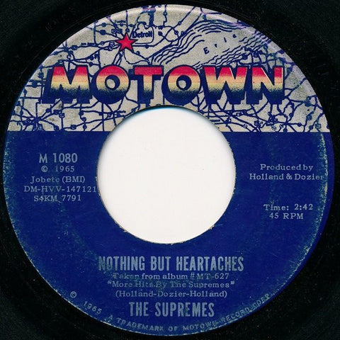 The Supremes ‎– Nothing But Heartaches / He Holds His Own VG+ - 7" Single 45RPM 1965 Motown USA- Funk/Soul