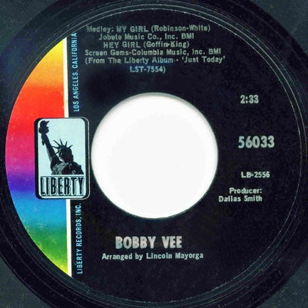 Bobby Vee ‎- My Girl / Hey Girl - VG+ 7" Single 45 RPM 1968 USA - Rock / Pop