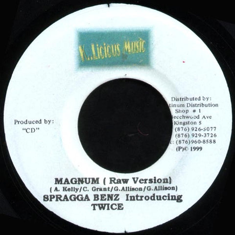 Spragga Benz Introducing Twice ‎– Magnum  (Raw Version) / Version (Clean) - VG+ 7" Single 45rpm 1999 K..Licious Jamaica - Reggae