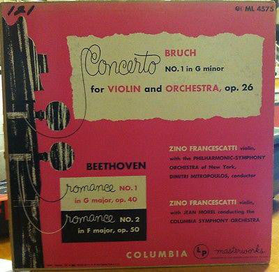 Zino Francescatti ‎– Concerto No. 1 In G Minor For Violin And Orchestra, Op. 26 - VG+ 1951 Mono USA Original Press Record - Classical