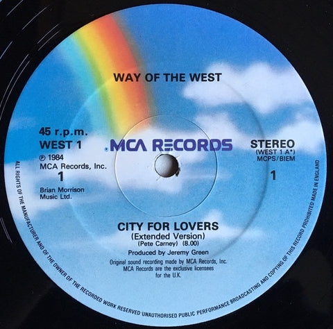 Way Of The West ‎– City For Lovers - VG+ Single Record - 1984 UK MCA Vinyl - New Wave