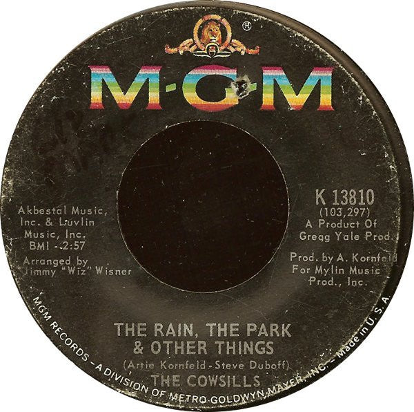 The Cowsills ‎– The Rain, The Park & Other Things / River Blue - VG+ 45rpm 1967 USA MGM Records - Rock / Pop - Shuga Records