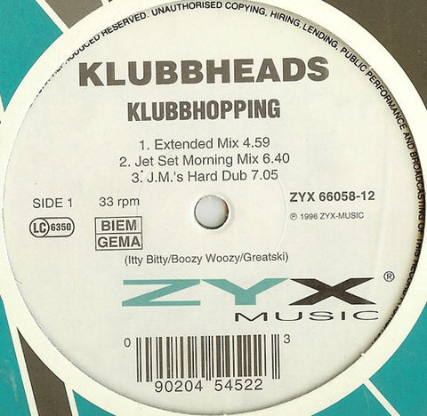 Klubbheads - Klubbhopping - VG 1996 ZYX Music German Import - House