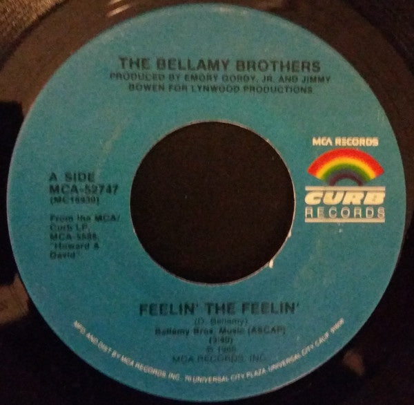 The Bellamy Brothers ‎– Feelin' The Feelin' / The Single Man And His Wife - VG+ 45rpm 1985 Curb Records USA - Country - Shuga Records