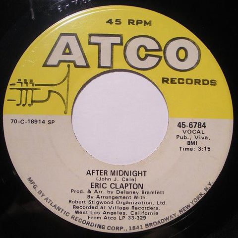 Eric Clapton ‎– After Midnight / Easy Now - VG 45rpm 1970 USA - Rock / Blues Rock