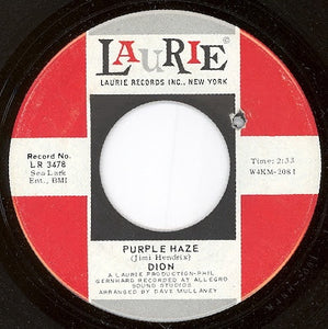 Dion ‎– Purple Haze / The Dolphins - VG+ 45rpm 1969 USA - Rock / Blues