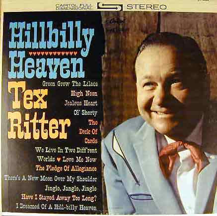 Tex Ritter ‎- Hillbilly Heaven - VG+ Stereo Vinyl 1961 USA - Folk / Country