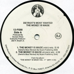 Detroit's Most Wanted ‎– The Money Is Made - VG+ White Label Promo 1992 USA - Hip Hop