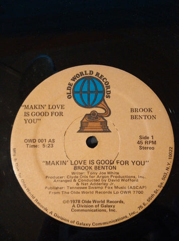 Brook Benton - Makin' Love Is Good For You / Endlessly - VG+ 12" Single 1978 Olde World Records USA - Funk / Soul
